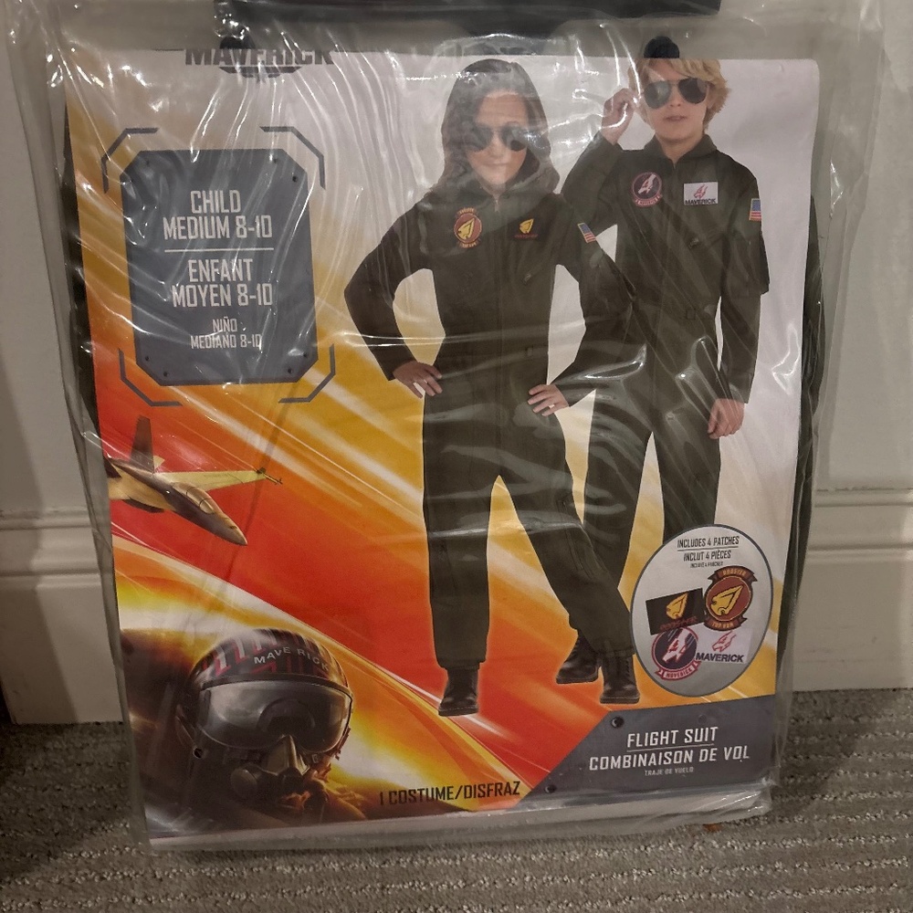 Kids Top Gun Costume, Gender Neutral, Medium, Size 8-10